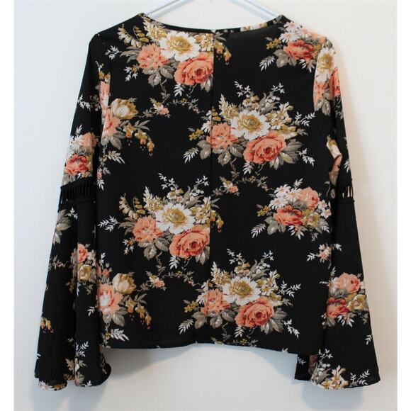 Whisper Women's Floral Black Long Sleeve Blouse Size L NWOT - Picture 2 of 8